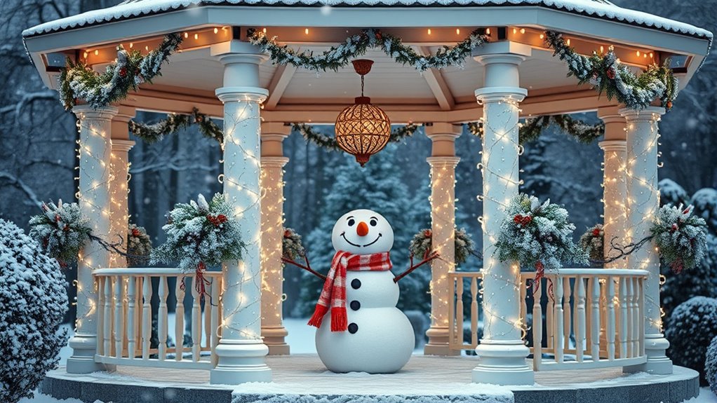 snowman gazebo festive decor