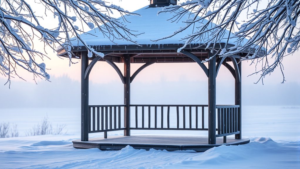 snowy gazebo asmr ambiance