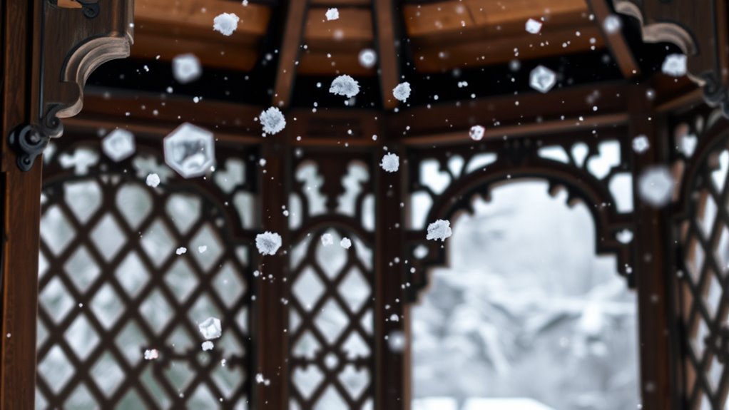 snowy gazebo motion shots