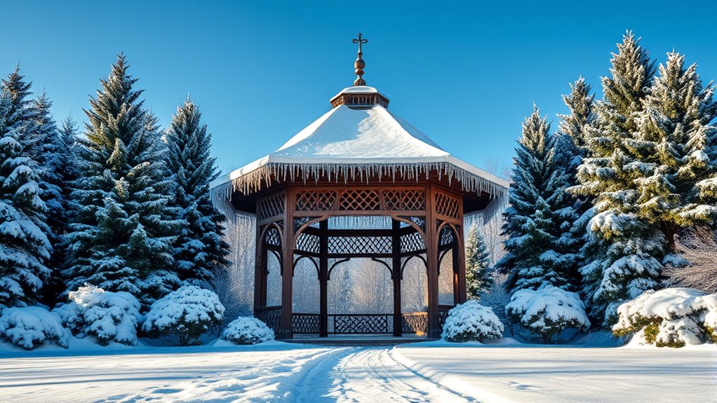 snowy gazebo photo setting
