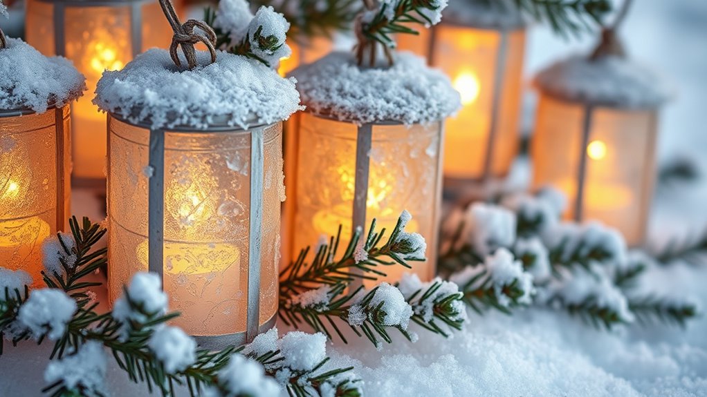 winter ambiance with lanterns