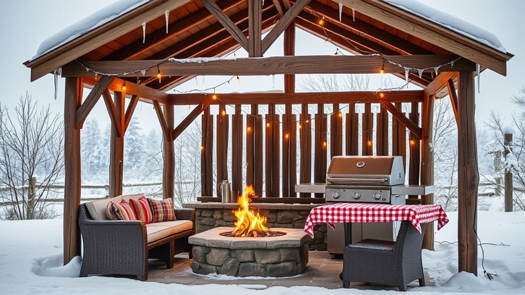 winter bbq gazebo setup