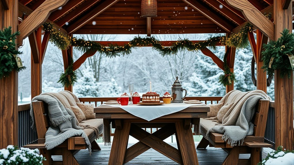 winter birthday gazebo celebrations