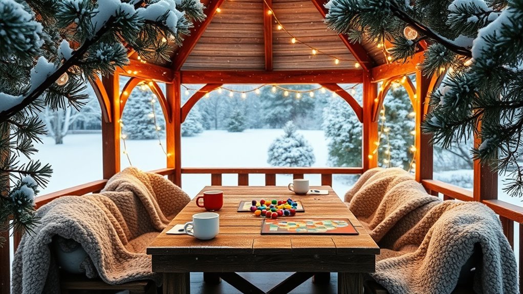 winter board game gazebo
