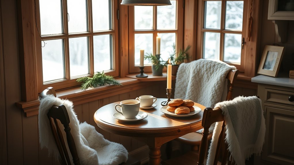 winter breakfast nook setup