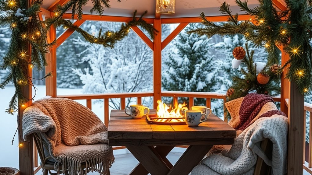 winter cabin in gazebo