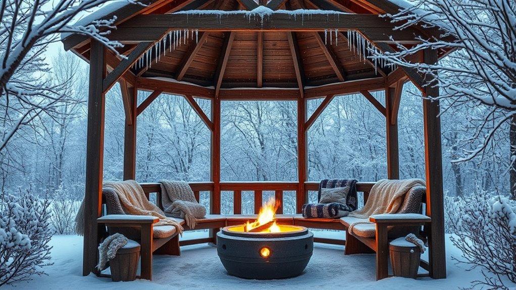 winter camping gazebo simulation