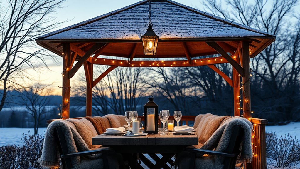 winter dining in gazebo