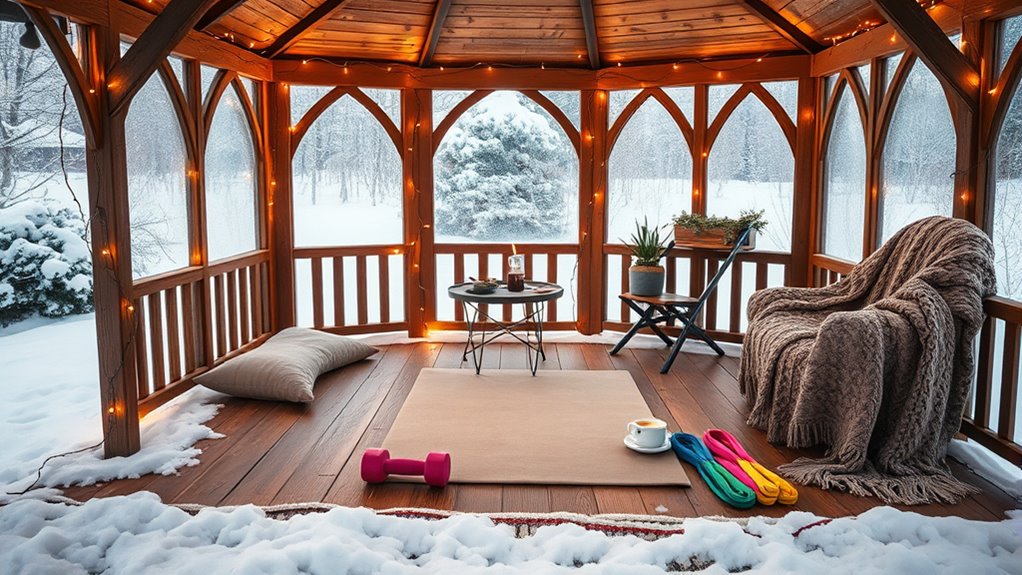 winter fitness gazebo setup