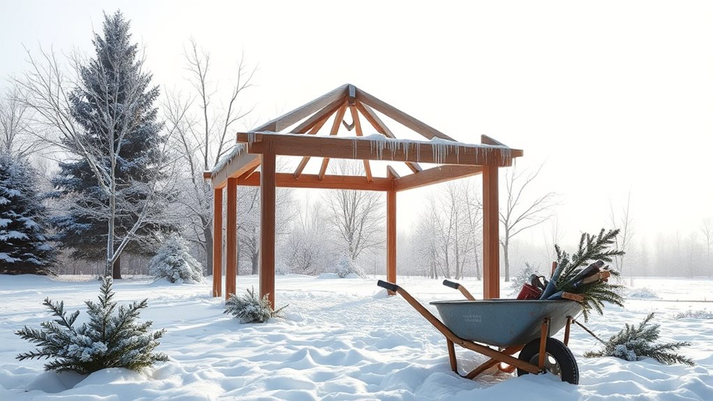 winter garden gazebo construction