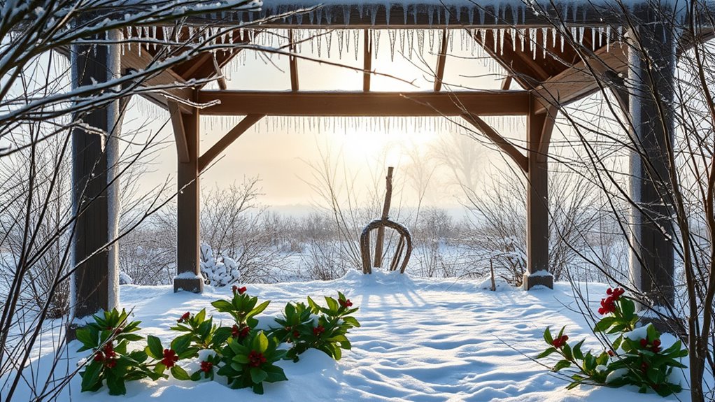 winter gardening in gazebo