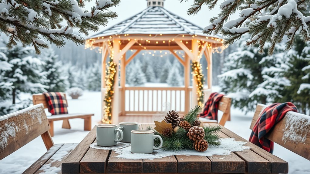 winter gathering gazebo setup
