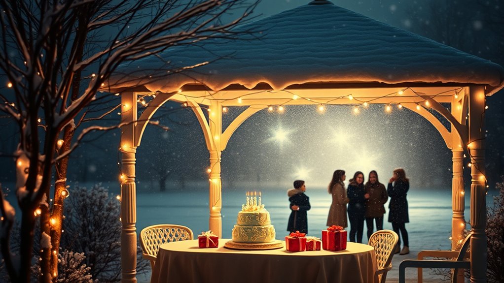 winter gazebo birthday surprise