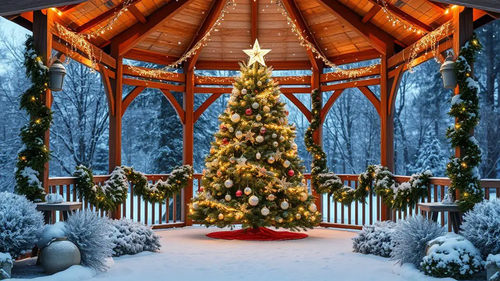 winter gazebo christmas tree