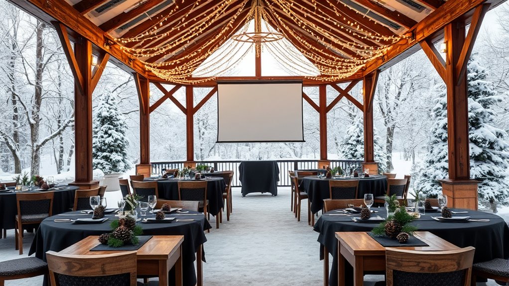 winter gazebo conference setup