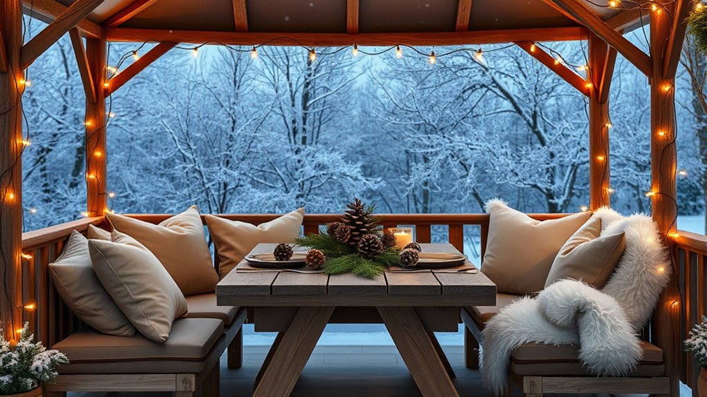 winter gazebo decor filming