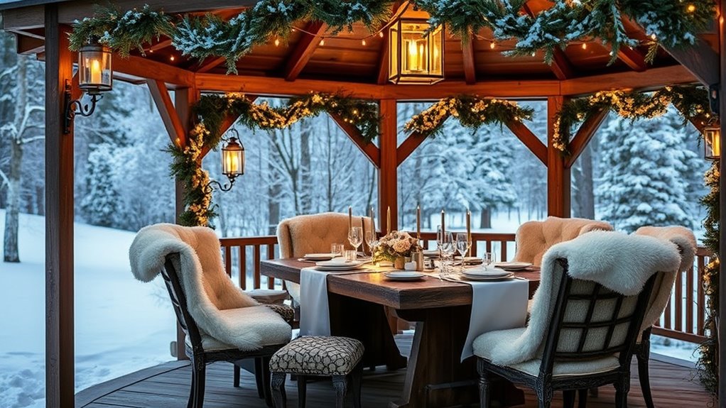 winter gazebo dining space