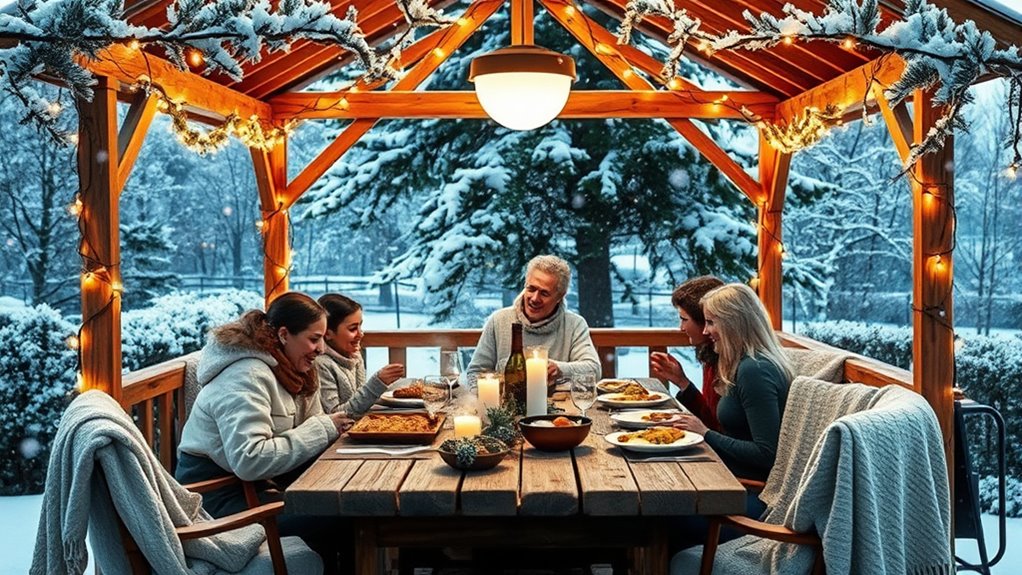 winter gazebo family dinners