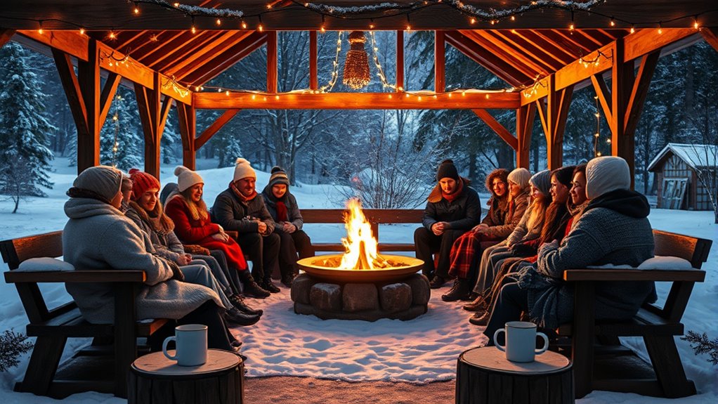 winter gazebo fire pit