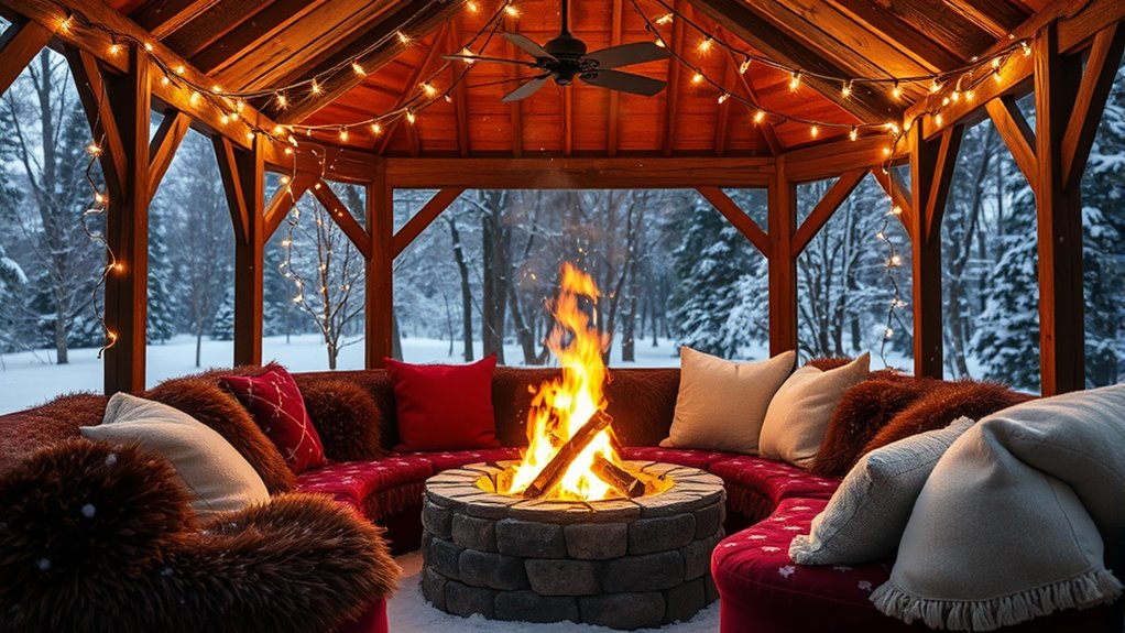 winter gazebo fire pit chats