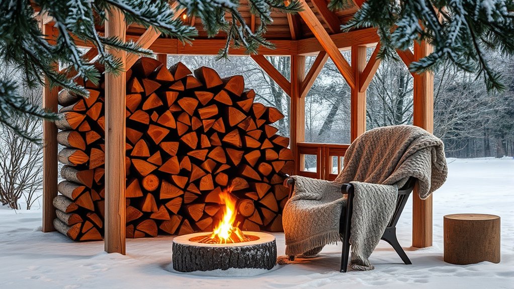 winter gazebo firewood storage