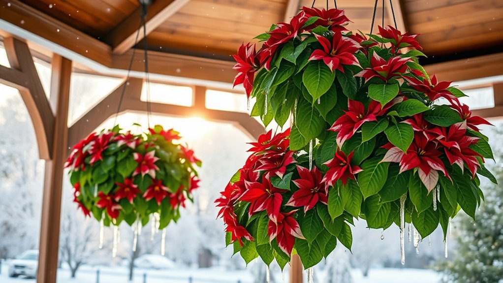 winter gazebo hanging planters