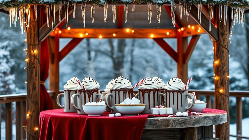 winter gazebo hot chocolate station