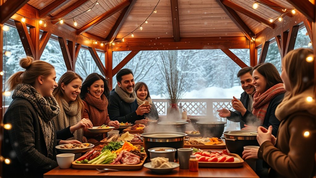 winter gazebo hot pot