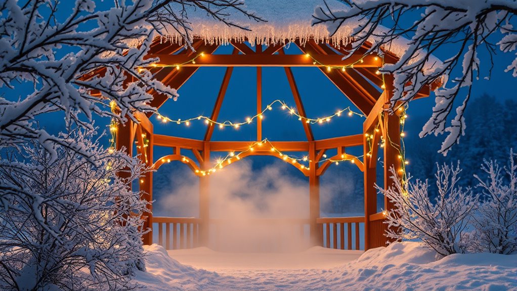 winter gazebo night photography