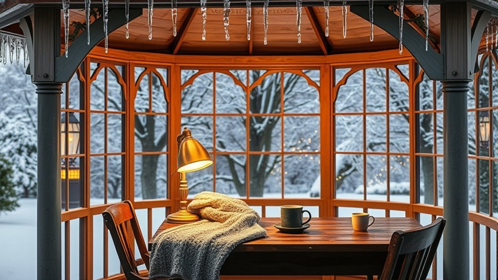 winter gazebo office transformation