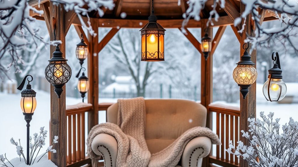 winter gazebo reading lamps