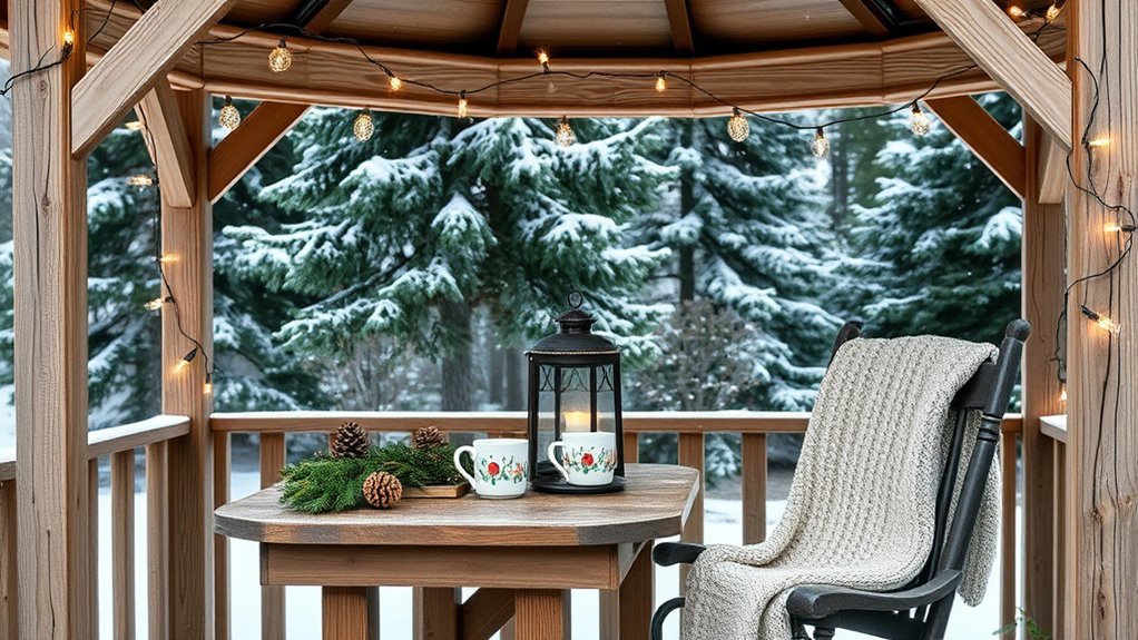 winter gazebo rustic decor