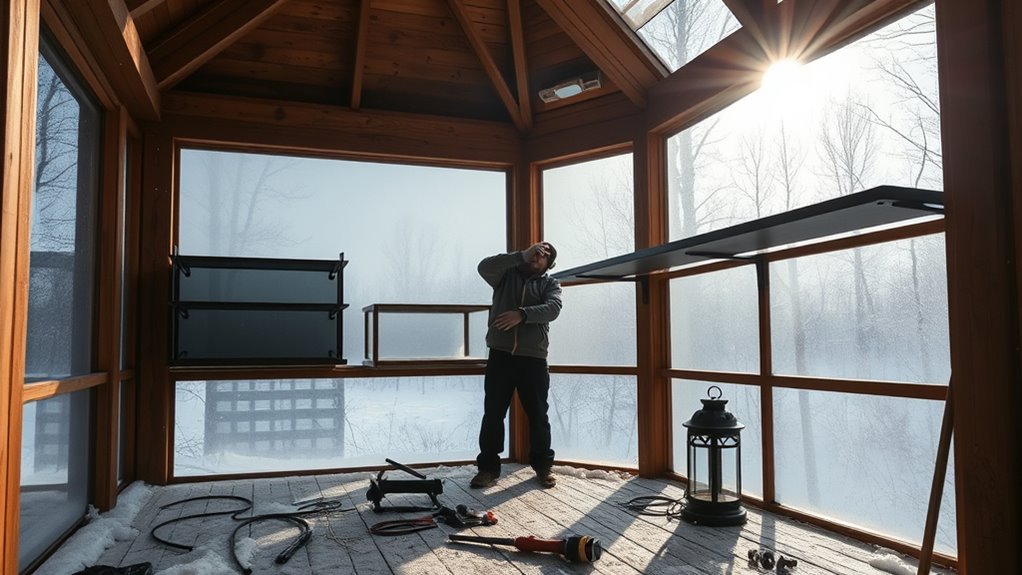 winter gazebo shelf installation