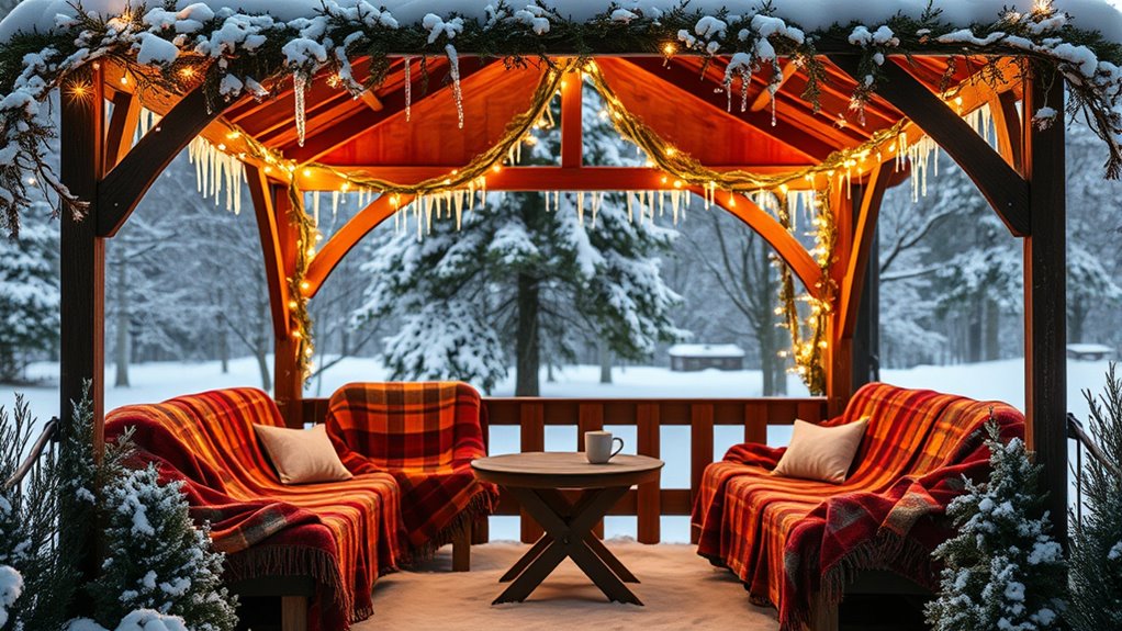 winter gazebo waiting area