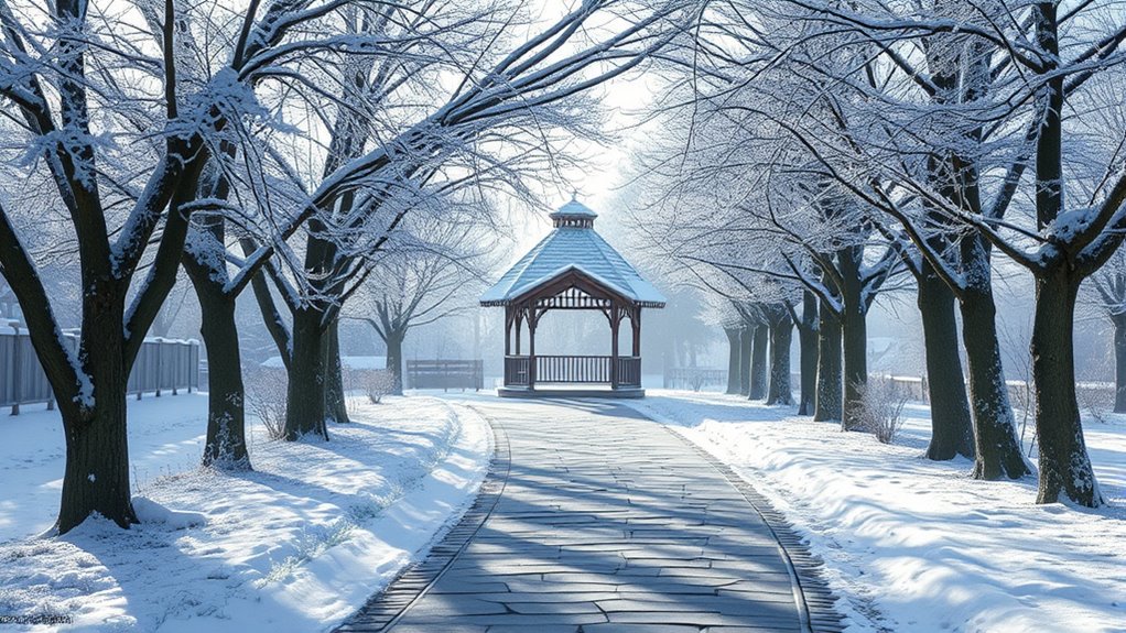 winter gazebo walkway construction