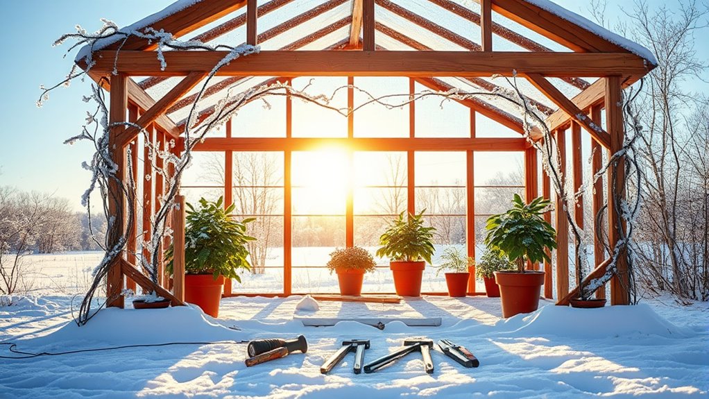 winter greenhouse gazebo construction