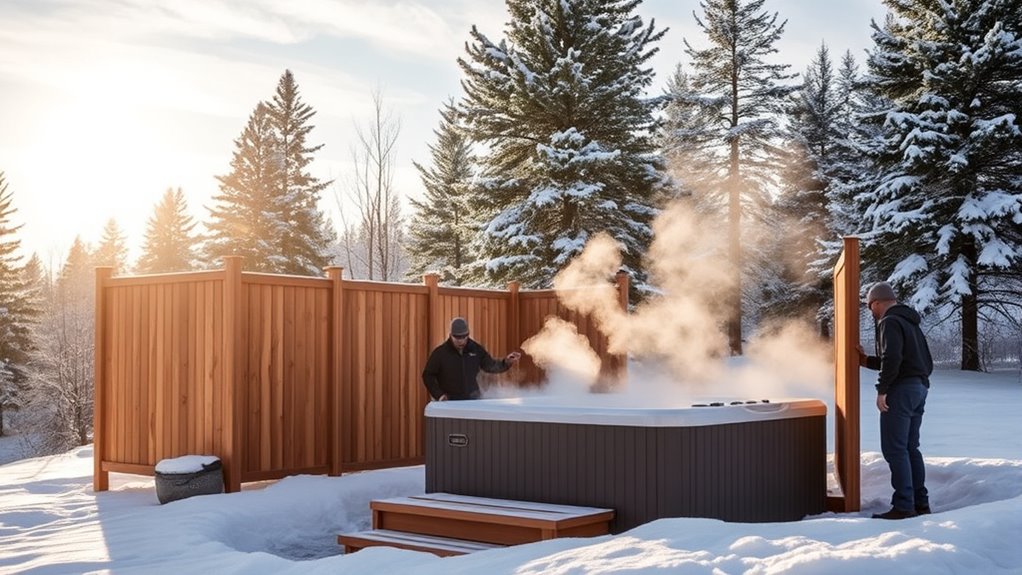 winter hot tub privacy screens