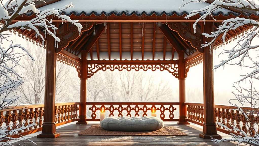 winter meditation in gazebo