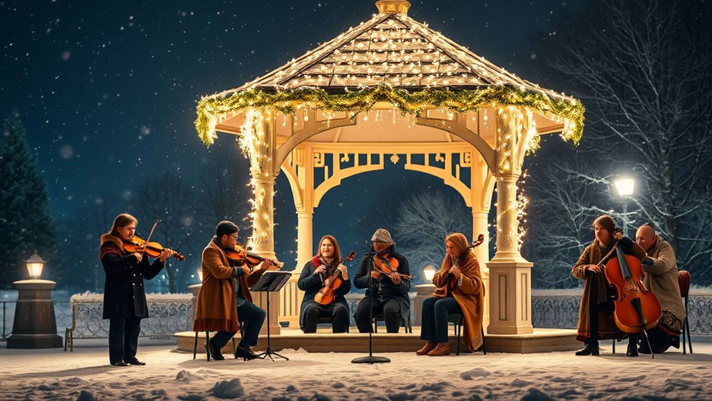 winter music night gazebo
