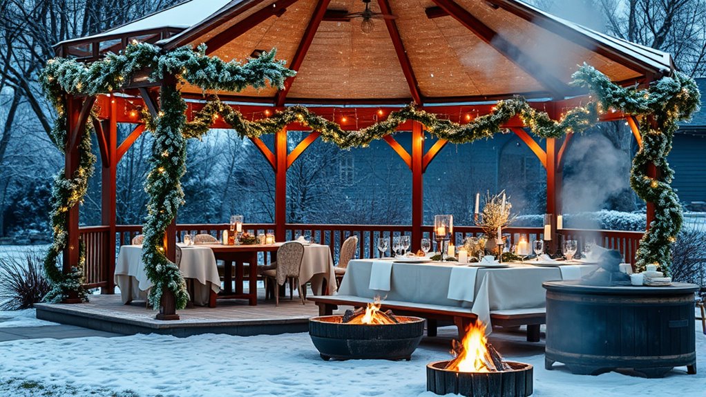 winter outdoor dining setup