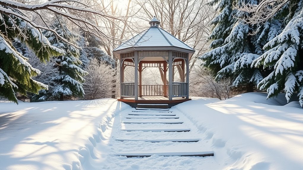 winter pathways to gazebo