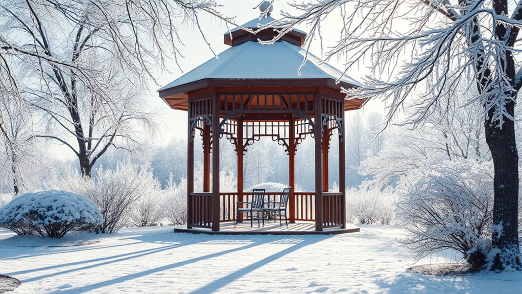 winter photography in gazebo