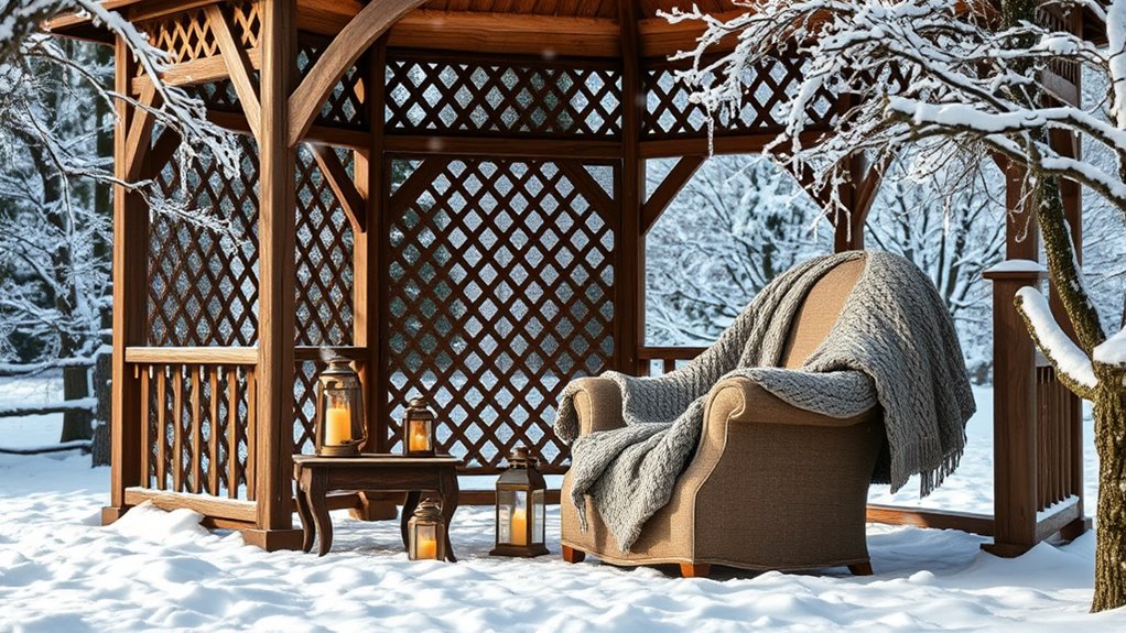 winter relaxation in gazebo