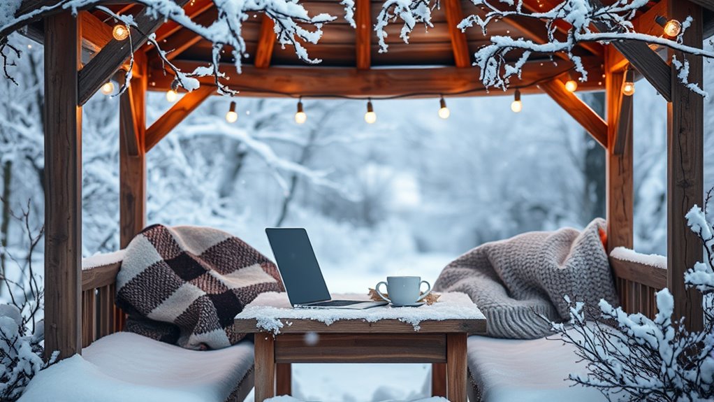 winter remote work gazebo