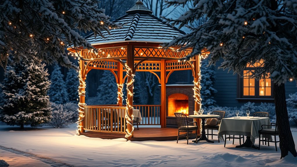 winter restaurant gazebo lighting