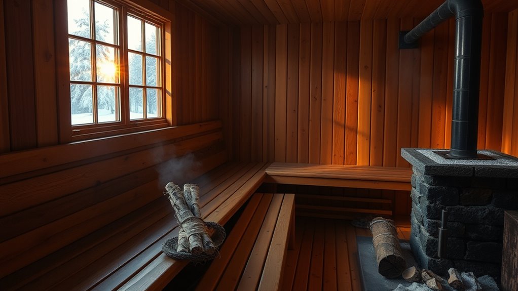 winter sauna bench preparation