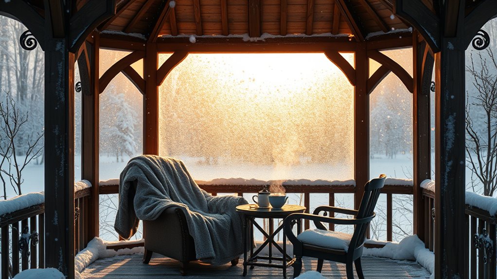 winter self care in gazebo