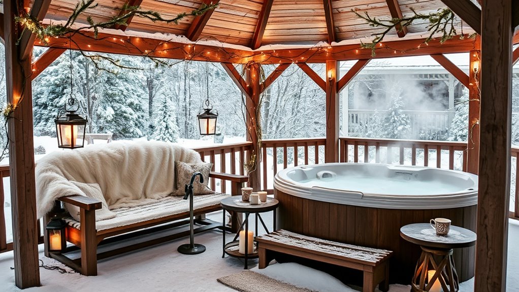 winter spa gazebo setup