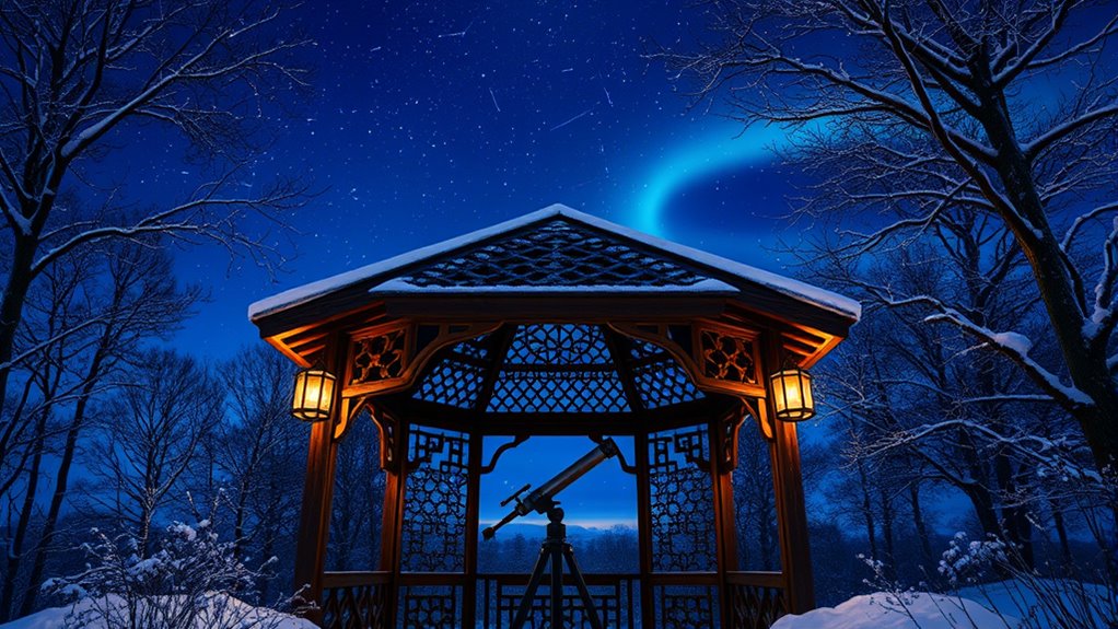 winter stargazing in gazebo