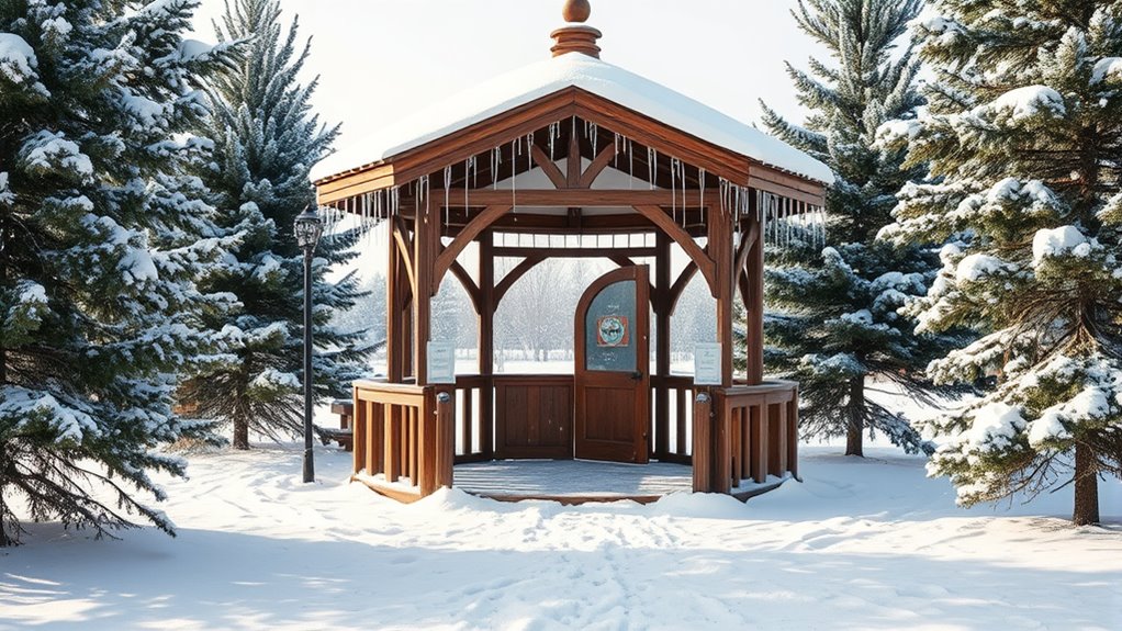 winter ticket booth setup
